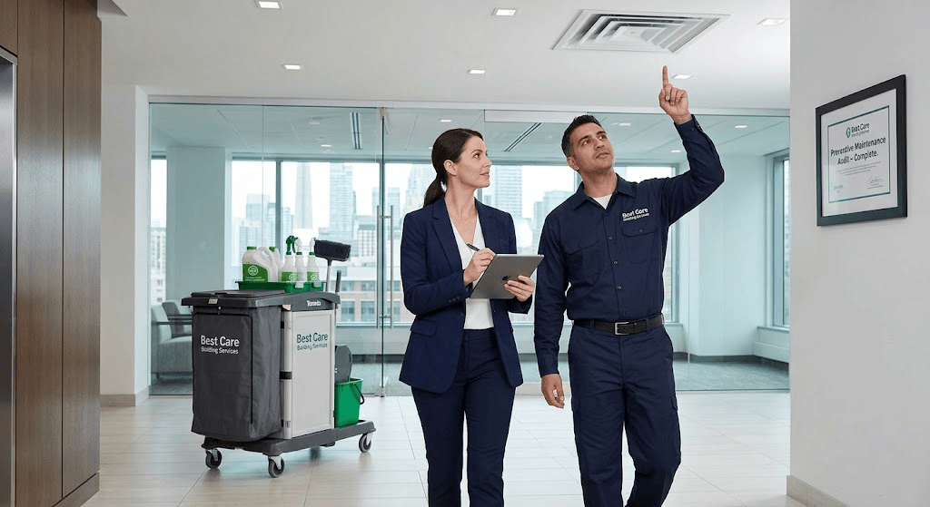 Property managers guide to preventive building maintenance Toronto team inspecting commercial property
