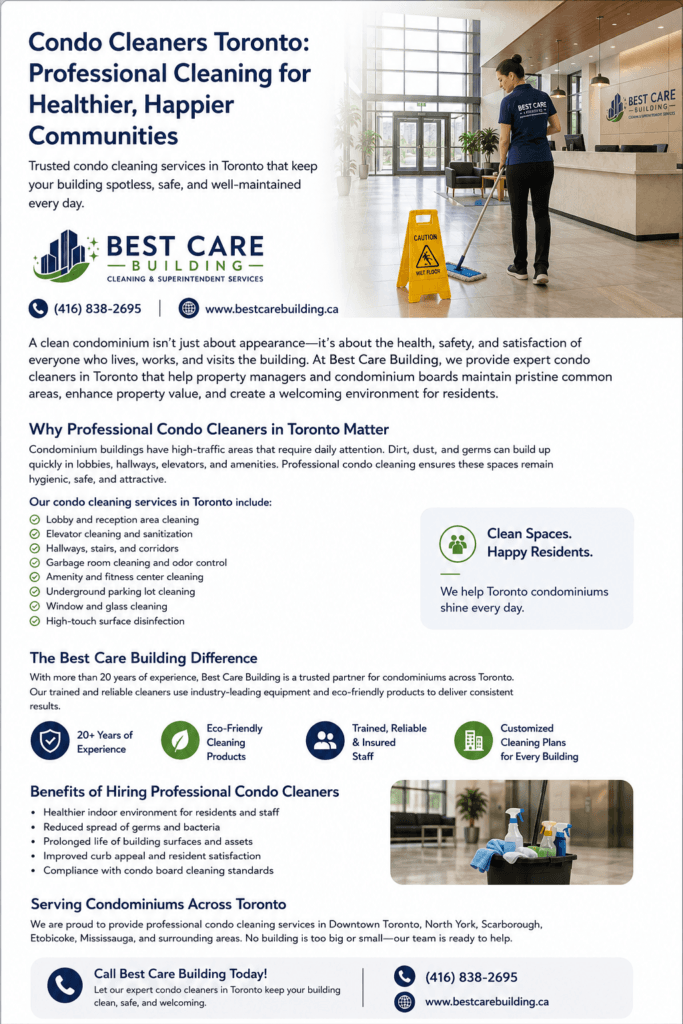 Best Care professional condo cleaners Toronto header banner